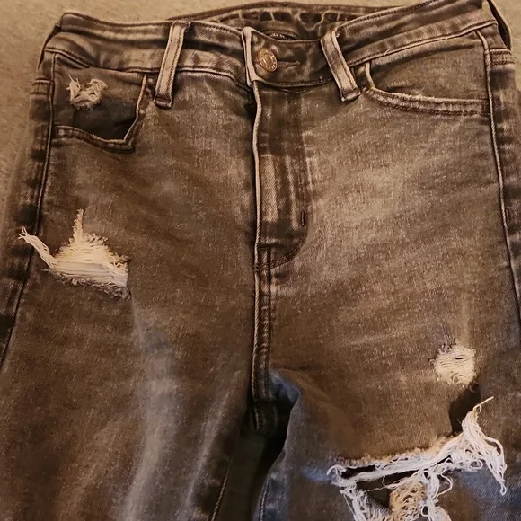 American Eagle Very Distressed Skinny Gray Women's Jeans Size 0 - Picture 11 of 11
